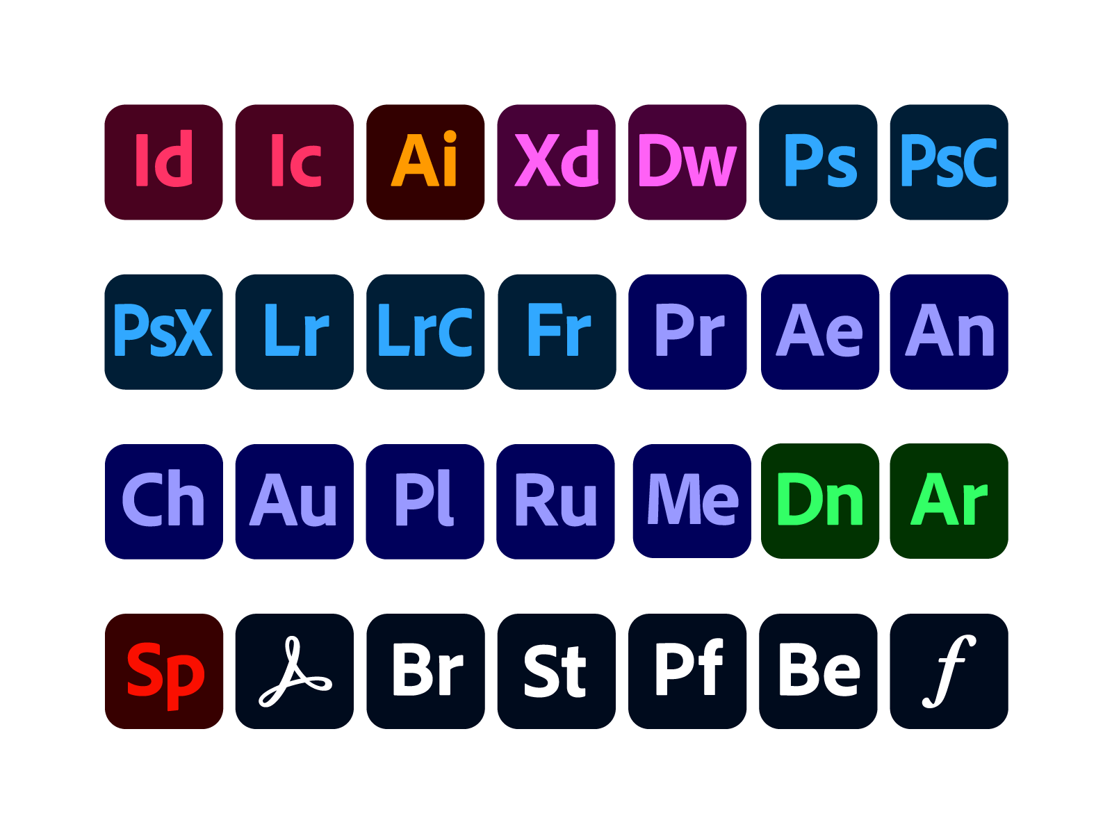 FREE 2020 Adobe CC apps icon set by Steven Queiruga on ...