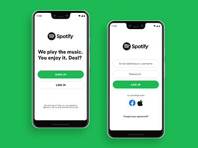 Spotify login screen - Dribbble Weekly Warmup