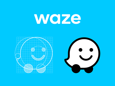 NEW Waze icon flat flat icon grid icon icon design icon grid icono logo logo design logo grid logo process logotipo logotype restyling waze wazer