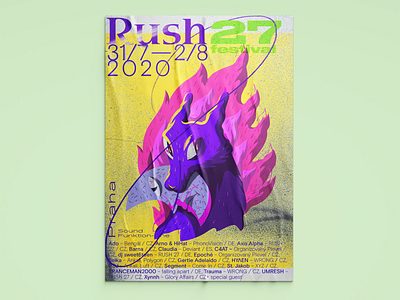 Rush 27 Festival 2020 art colorful festival illustration party poster prague print typography visual