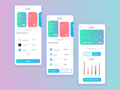 Mobile Bank Concept app bank app bank card banking branding design minimal mobile subscriptions ui ux