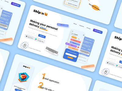 ShipIn - Your Shipping Tracker App - Landing Page app branding delivery delivery app delivery service design landing landing page minimal package shipping tracker ui ux web web design