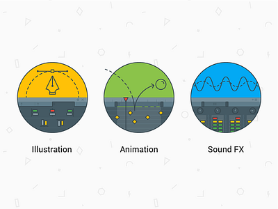 Features animation features icons illustration sound fx web