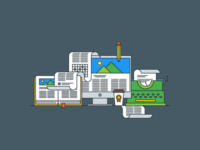 Copywriting copywriting explainer flat illustrator kit outline typewriter