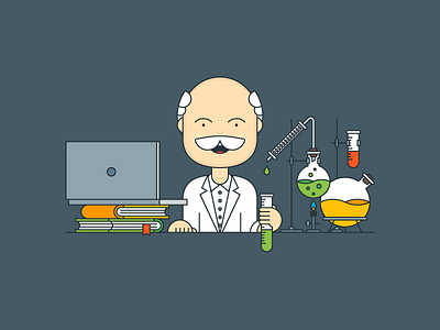 Scientific Approach chemistry explainer flat illustrator kit laboratory outline science