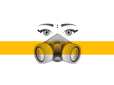 Gas mask eyes face gas mask illustration line mask yellow