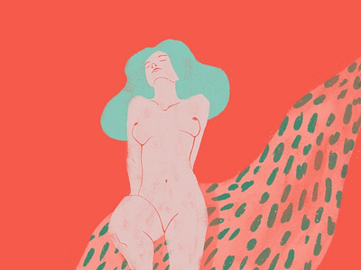 Nude 1 character illustration illustrator leopard linocut nude nudeart print procreate woman