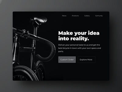 Bicycle Landing bike black landingpage minimal ui web