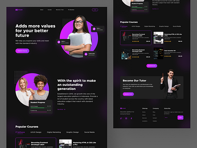 Online Course Landing Page course dark ui ecourse elearning landing page landingpage minimalist online course tutor ui ui design uidesign web design