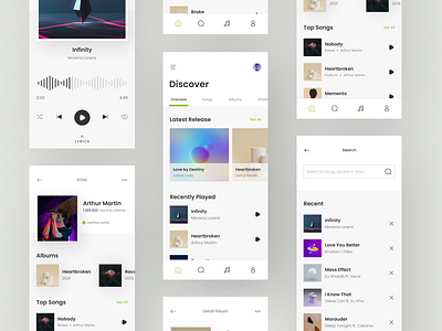 X Music App Design app design clean design minimalist design mobile design modern design music music app music player podcast song ui ui design