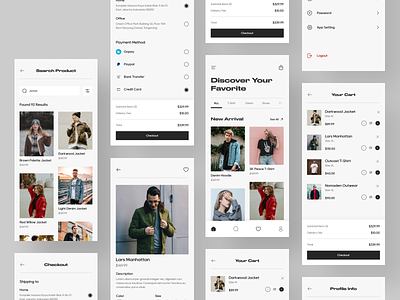 Chalee Fashion Store App Design app design category checkout e-commerce ecommerce fashion minimalist mobile design profile shop store streetwear ui design