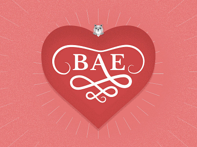 Bae bae flourishes hand lettering heart script type typography valentines