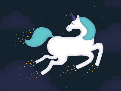 Flying Unicorn animal glitter illustration sparkles stars unicorn