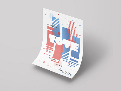 Get Out The Vote Poster aiga blue geometric red retro vote white