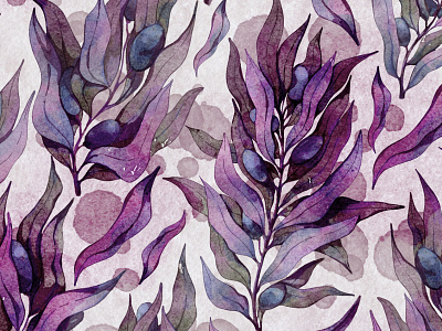 Abstract wild olive acrylic adobe illustrator branch digital drops hand drawn herbal illustration lavender olive ombre overlay pattern pink procreate purple realistic texture tropical watercolor