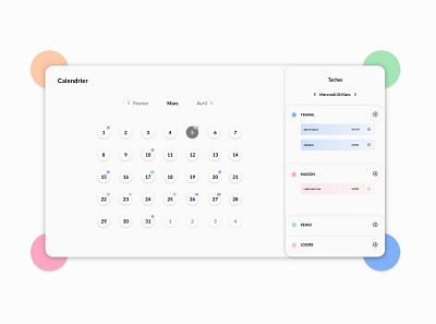 DailyUI - 038 / Calendar for home device 038 blue color color palette daily dailyui design green minimal orange pink ui white