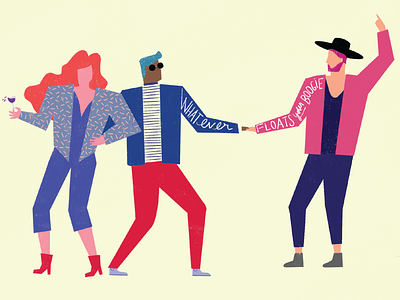 Whatever floats your boogie! boogie crew dance entourage friend friends illustration lgbtq party queer wine