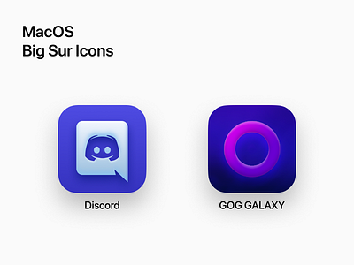 MacOS Big Sur - Discord & GOG GALAXY 2.0 Icons 3d 3d icon app icon big big sur design discord discord 3d gog gog galaxy gog galaxy 3d icon illustration logo mac macos macosx skeumorphism sur