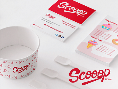 Scooop Branding branding business card design flyer graphic design ice cream illustration logo parlor pattern texture