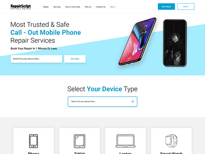 Repair Screen Website mockup