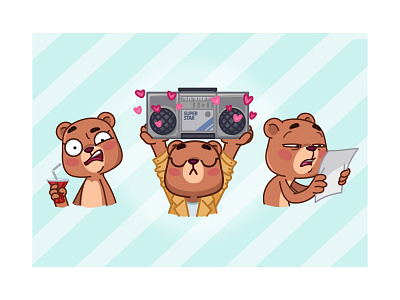 Jo Bear animation bear cartoon character funny love stickers telegram telegramstickers vector