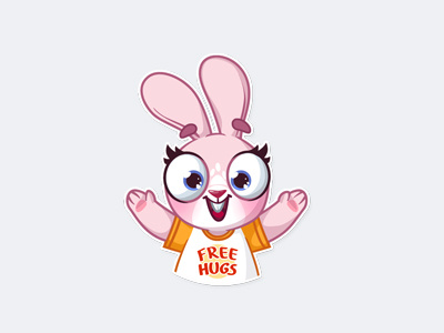 Rosy bunny cartoon character free freehugs hugs messenger rosy sticker stickers telegram vector