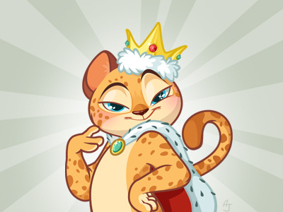 Orange Sunshine cartoon character leopard newyear queen stickers telegram vector winter