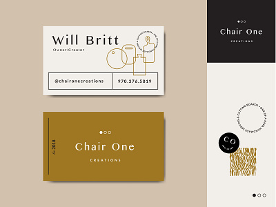 Chair One Creations branding business card charcuterie cutting board design identity logo serving board woodworking