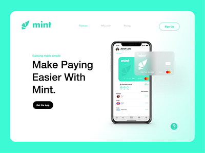 Mint Banking App Landing Page Concept