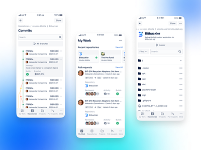 Bitbuckler - Mobile App for Bitbucket app atlassian bitbucket code coding concept dashboard design interface ios light mobile mobile app product programming redesign service system ui ux