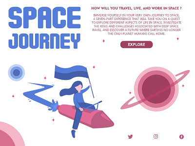 Space Journey design flatdesign illustration space typography ui vector web