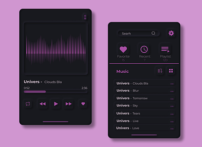 Concept Music App app interface design neumorphic neumorphism ui design uidesign