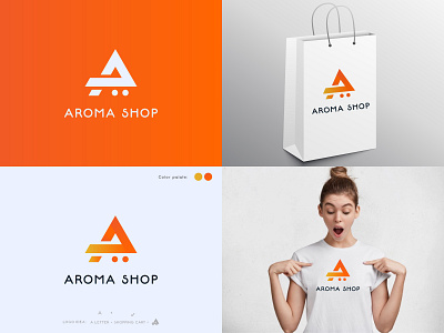 Aroma Shop Logo Design - Loog Design - Shopping Logo a a logo aroma aroma logo aroma logo design awesome logo brand brand identity branding cart cart logo design graphic graphic design letter logo logo logo design modern logo shopping cart shopping cart logo