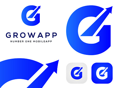 Grow App logo - G Letter Logo app logo app logo design brand brand identity branding clean logo design g letter logo g letter logo design g logo gradient logo grow logo letter logo letter logo design logo logo design mobile app logo modern g letter logo modern g logo modern logo