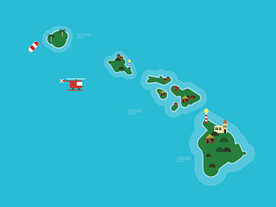 Oceanic Flight 815 flat design hawaii helicopter island ocean