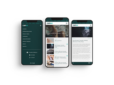 canex.co.uk - CBD news site design adobexd app branding cannabis cbd newssite ui ux webdesign