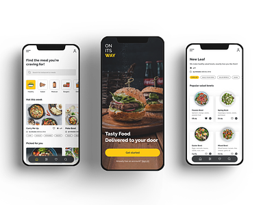 On Its Way - Food delivery app adobexd appdesign branding figma fooddelivery logobranding sketch uiux yellow