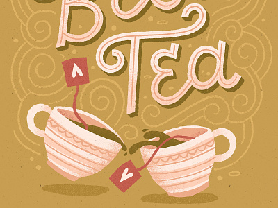 Tea greeting card hand lettered hand lettering illustration surface pattern tea typography