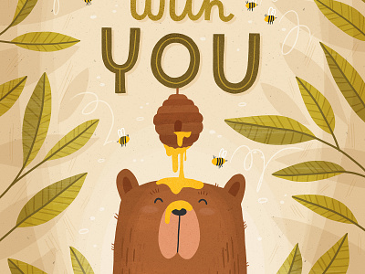 Sweet bear bear bees forest greeting card hand lettered hand lettering hand type honey illustration surface pattern typography