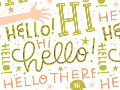 Hi, Hello! hand lettered hand lettering hello hi illustration modern calligraphy surface pattern typography