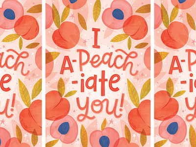 I a-peach-iate you! food greeting card hand lettered hand lettering illustration peach peaches pun surface design thank you typography