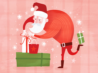 Santa christmas greeting card holiday illustration presents santa surface pattern