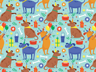 Dog Party celebration gift wrap greeting card illustration party pattern surface pattern