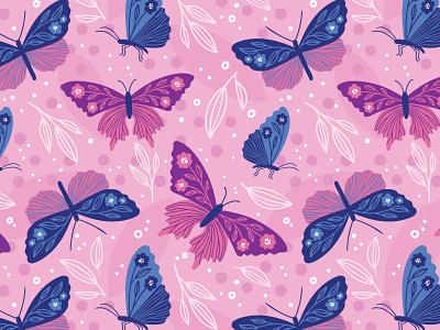 Butterflies butterflies butterfly floral art greeting card illustration pattern spring surface pattern