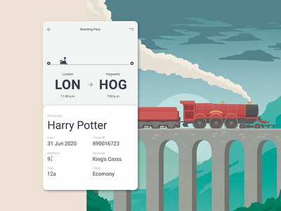 Boarding Pass boarding pass daily 100 challenge dailyui dailyuichallenge design harrypotter ui web web design