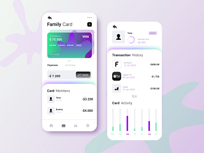 Credit Card app card colors credit card design money ui ux web