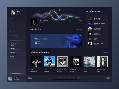 Music page colors design figures music page profile ui ux web