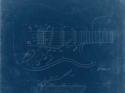 Feeling Blue guitar illustration matthew music solis stratocaster technical texture