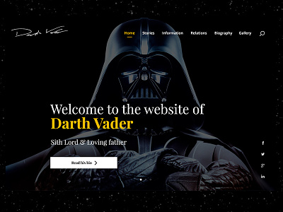 Website for Darth Vader darth vader home page sith slider star wars star wars website