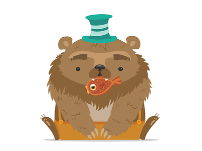 Mr. Patch animals bear cartoon character cute debut dribbble fish flat illustration invite vector